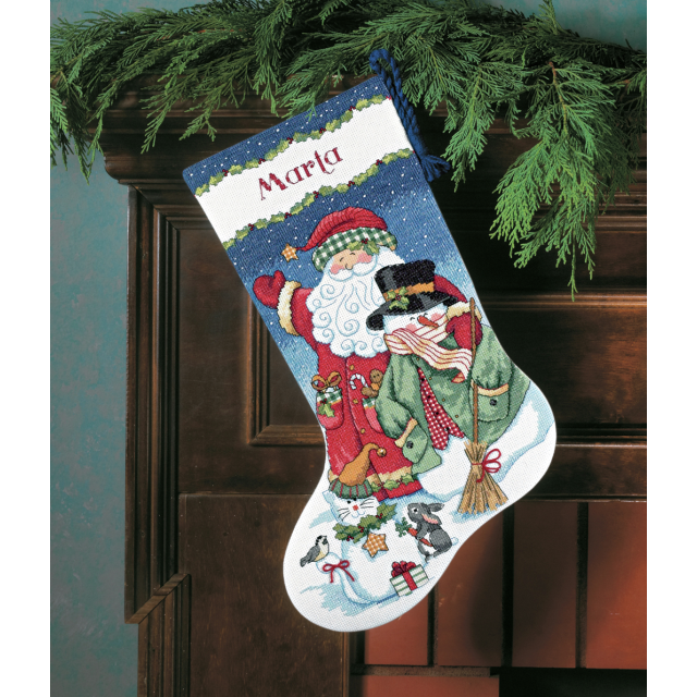 Buy Dimensions Santa and Snowman Stocking Cross Stitch Kit by World of Jewellery