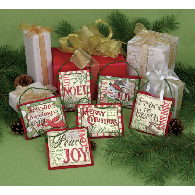 Buy Dimensions Xmas Sayings 6 Ornament Cross Stitch Kit by World of Jewellery