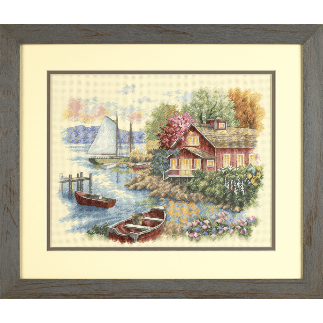 Buy Dimensions Peaceful Lake House Cross Stitch Kit by World of Jewellery