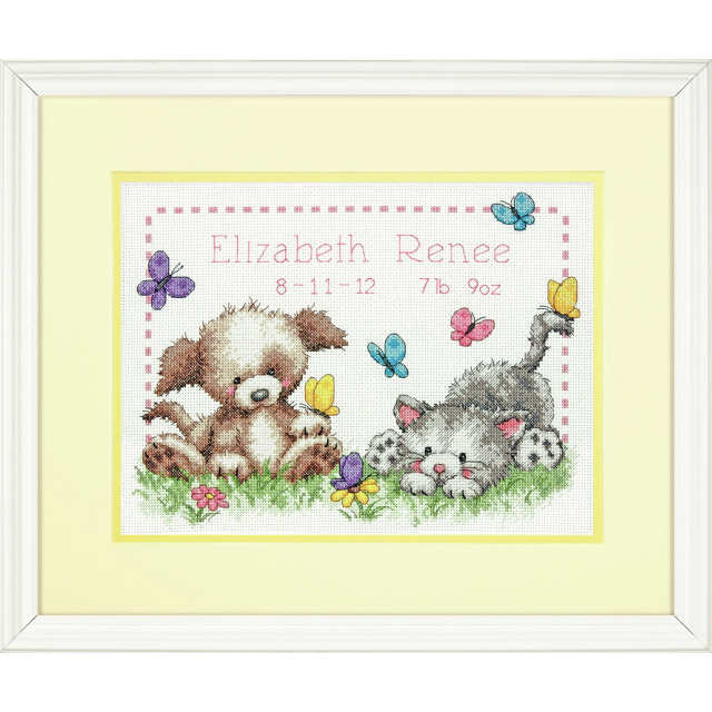 Buy Dimensions Birth Record Pet Friends Cross Stitch Kit by World of Jewellery