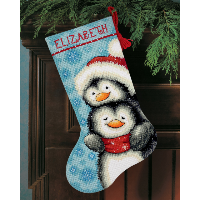Buy Dimensions Hugging Penguins Stocking Needlepoint Kit by World of Jewellery