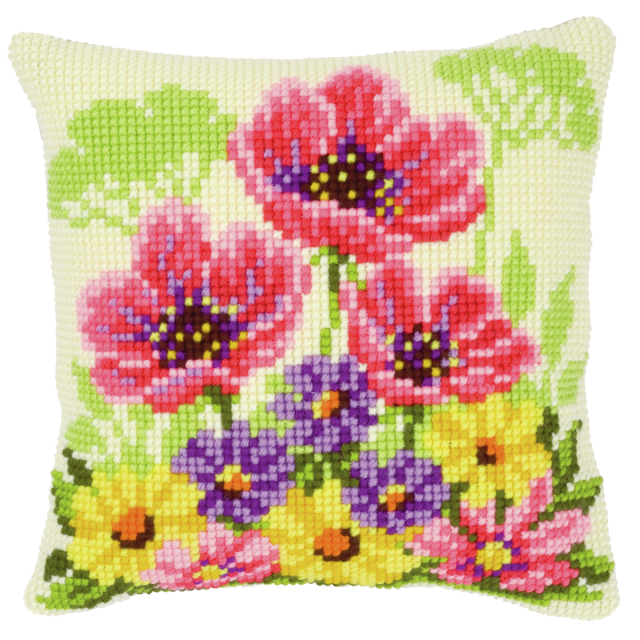 Buy Vervaco Poppies Cushion Cross Stitch Kit by World of Jewellery