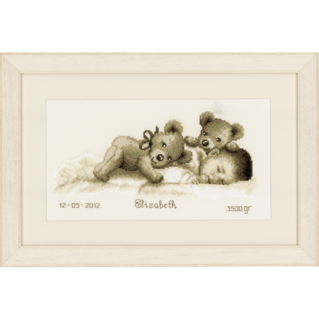 Buy Vervaco Birth Record Sleeping With Teddy Cross Stitch Kit by World of Jewellery