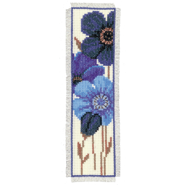 Buy Vervaco Bookmark Blue Flowers - 2 Cross Stitch Kit by World of Jewellery