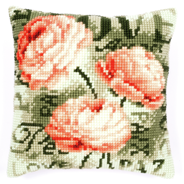 Buy Vervaco Peony Cushion Cross Stitch Kit by World of Jewellery