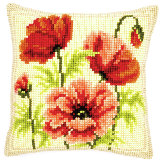 Buy Vervaco Poppies Cushion Cross Stitch Kit by World of Jewellery