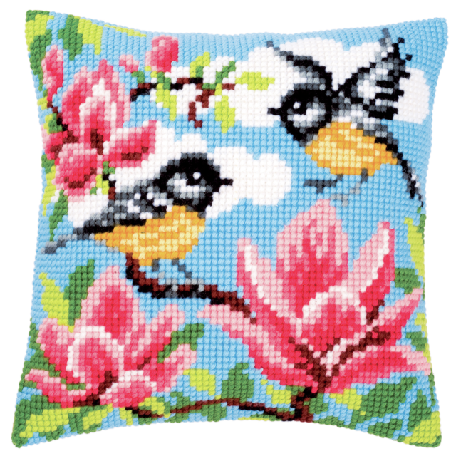 Buy Vervaco Blue Tits Cushion Cross Stitch Kit by World of Jewellery