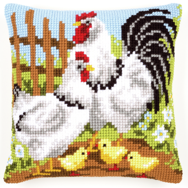 Buy Vervaco Rooster Family Cushion Cross Stitch Kit by World of Jewellery