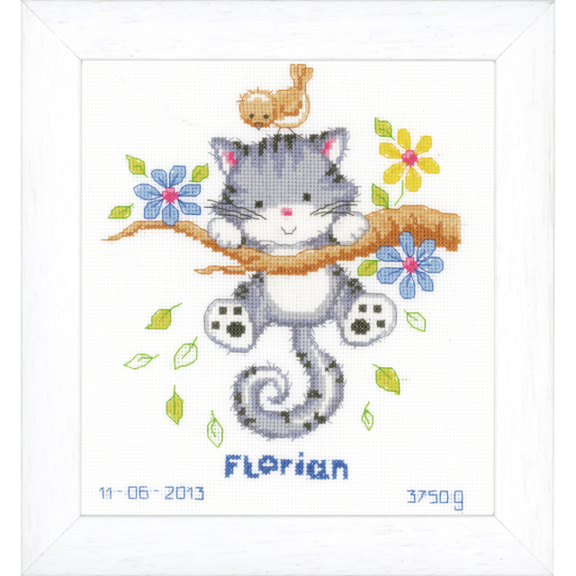 Buy Vervaco Birth Record Kitten Cross Stitch Kit by World of Jewellery