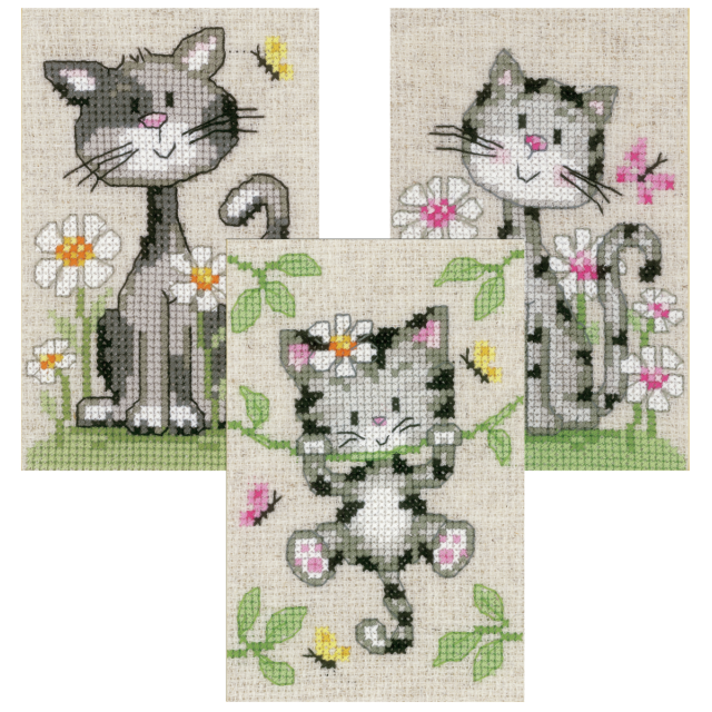 Buy Vervaco Cats & Flowers Cross Stitch Kit by World of Jewellery