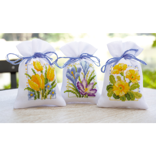 Buy Vervaco Pot-Pourri Bag Spring Flowers Cross Stitch Kit by World of Jewellery