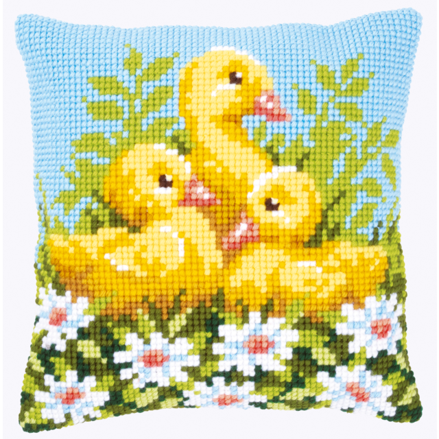 Buy Vervaco Ducklings with Daisies I Cushion Cross Stitch Kit by World of Jewellery