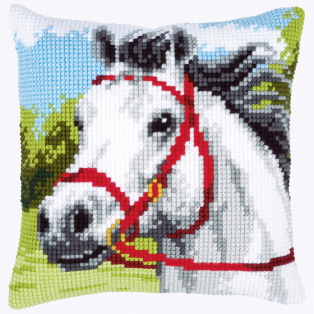 Buy Vervaco White Horse Cushion Cross Stitch Kit by World of Jewellery