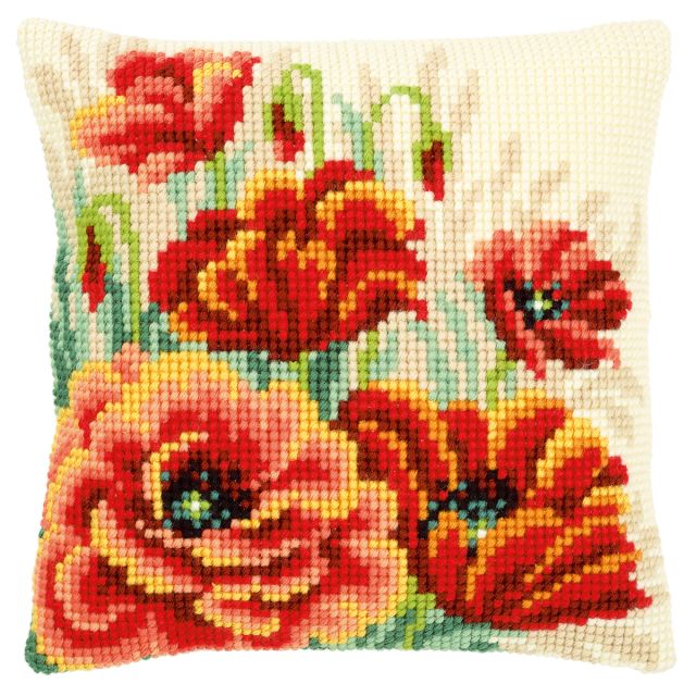 Buy Vervaco Poppies II Cushion Cross Stitch Kit by World of Jewellery