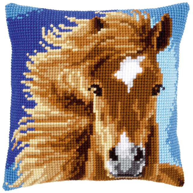 Buy Vervaco Brown Horse Cushion Cross Stitch Kit by World of Jewellery