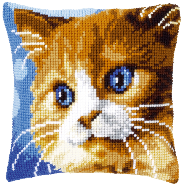 Buy Vervaco Brown Cat Cushion Cross Stitch Kit by World of Jewellery