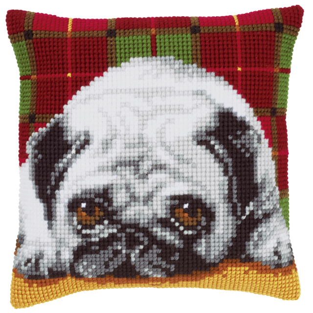 Buy Vervaco Pug Cushion Cross Stitch Kit by World of Jewellery