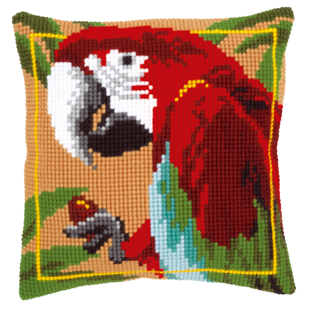 Buy Vervaco Red Macaw Cushion Cross Stitch Kit by World of Jewellery