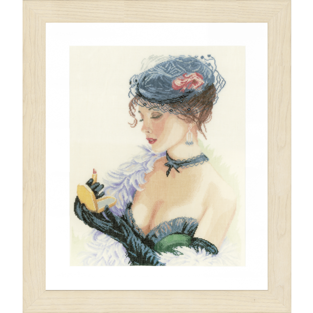 Buy Lanarte Lady With Lipstick Cross Stitch Kit by World of Jewellery