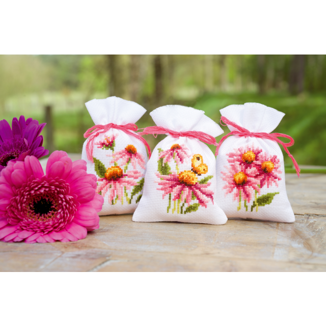 Buy Vervaco Pot-Pourri Bag Echinacea & Butterflies II Cross Stitch Kit by World of Jewellery