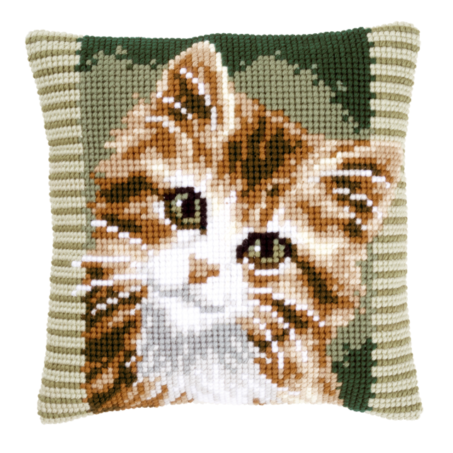 Buy Vervaco Brown Cat Cushion Cross Stitch Kit by World of Jewellery