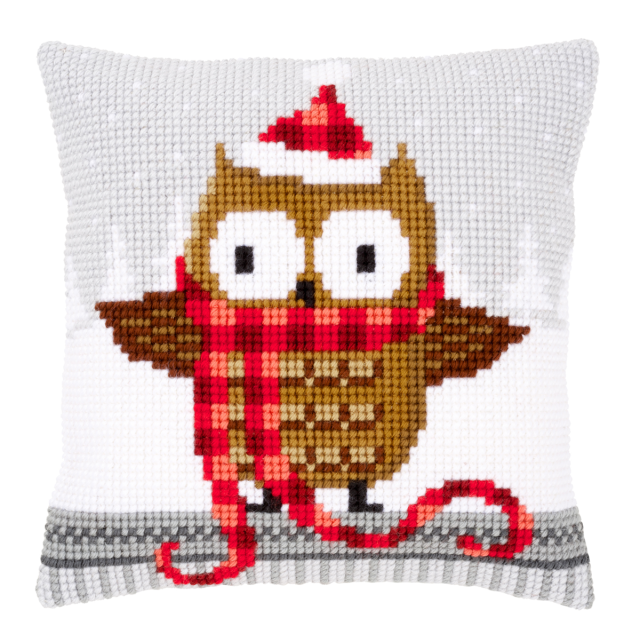 Buy Vervaco Owl in Santa Hat Cushion Cross Stitch Kit by World of Jewellery