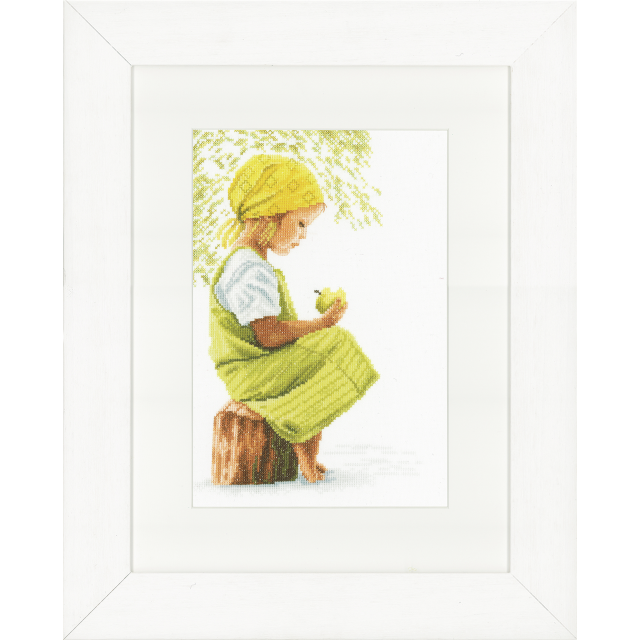 Buy Lanarte Girl with Apple Cross Stitch Kit by World of Jewellery