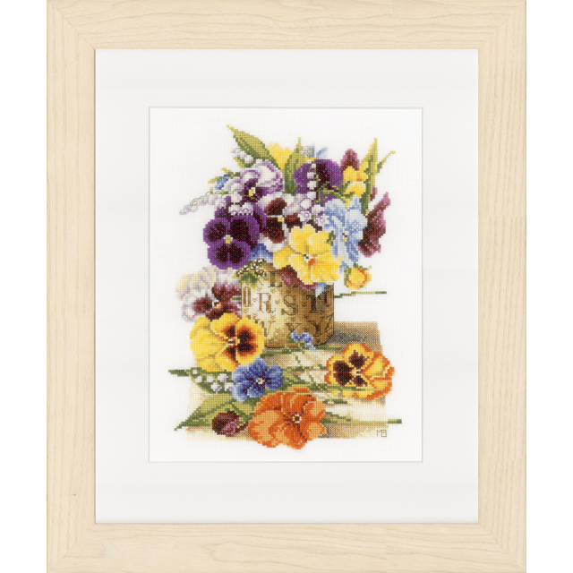 Buy Lanarte Pot of Pansies Cross Stitch Kit by World of Jewellery