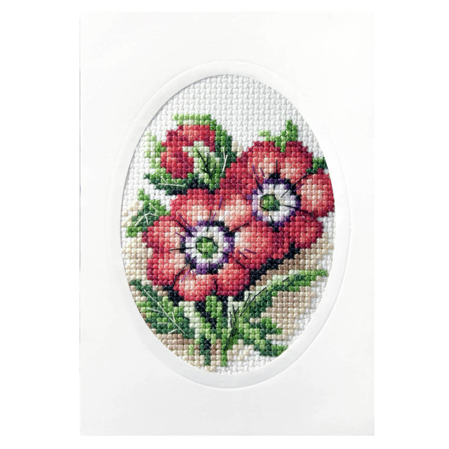 Buy Orchidea Card Anemones Cross Stitch Kit by World of Jewellery