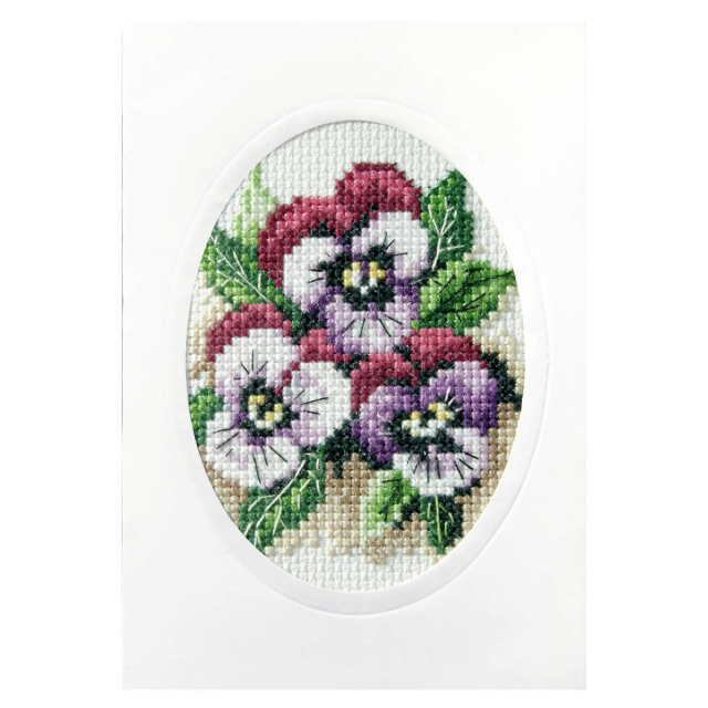 Buy Orchidea Card Pansies Cross Stitch Kit by World of Jewellery