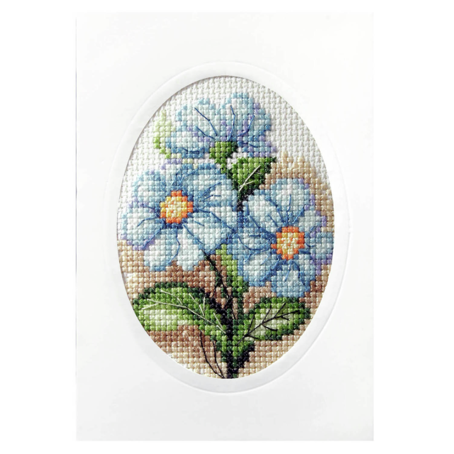 Buy Orchidea Card Blue Flowers Cross Stitch Kit by World of Jewellery