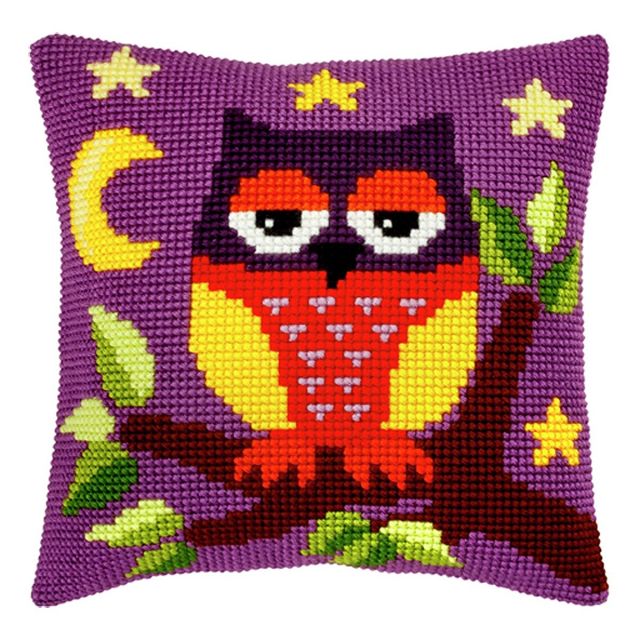 Buy Orchidea Owl Cushion Cross Stitch Kit by World of Jewellery