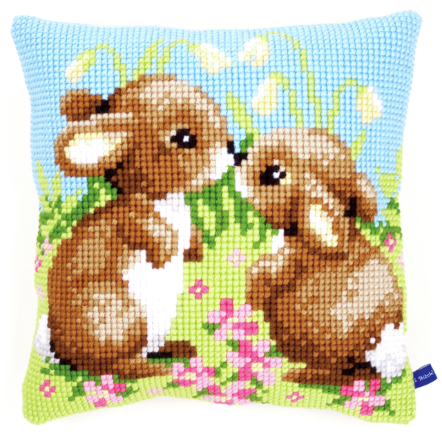 Buy Vervaco Little Rabbits Cushion Cross Stitch Kit by World of Jewellery