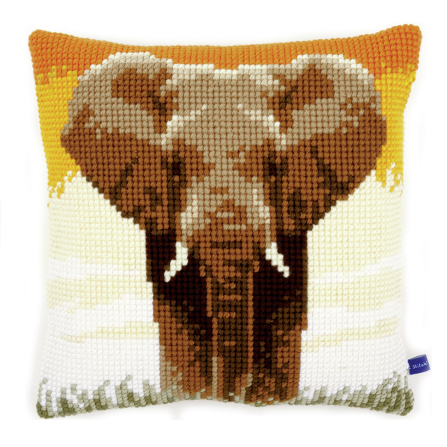 Buy Vervaco Elephant in the Savannah Cushion Cross Stitch Kit by World of Jewellery