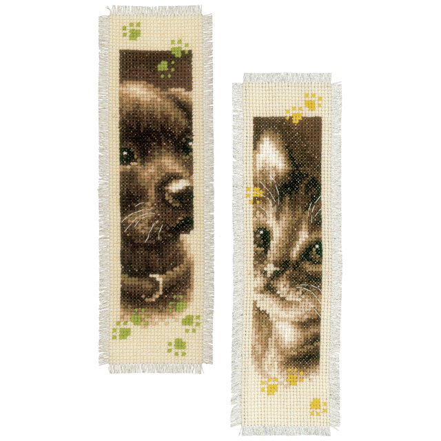 Buy Vervaco Bookmark Cat and Dog Cross Stitch Kit by World of Jewellery