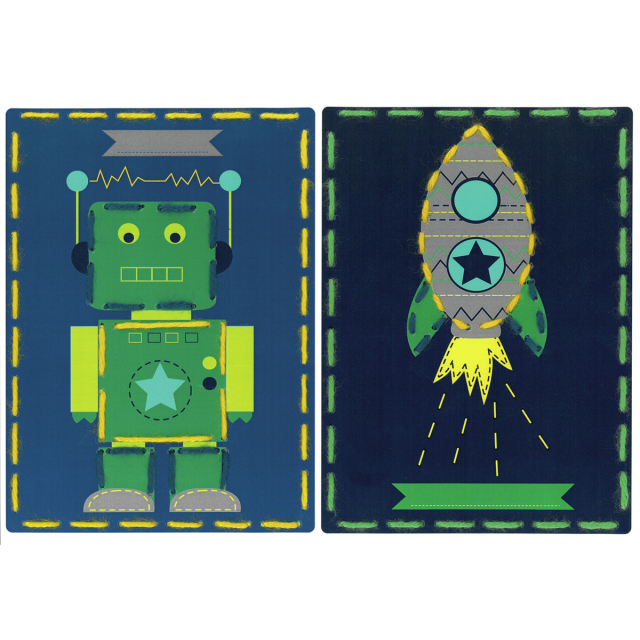 Buy Vervaco Robot and Rocket Set of 2 Children's Embroidery Card Kit by World of Jewellery