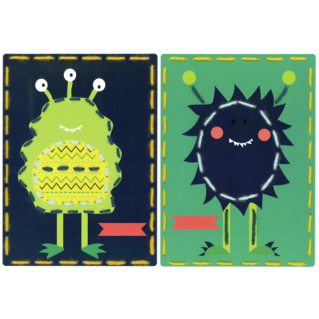 Buy Vervaco Space Monsters Set of 2 Children's Embroidery Card Kit by World of Jewellery