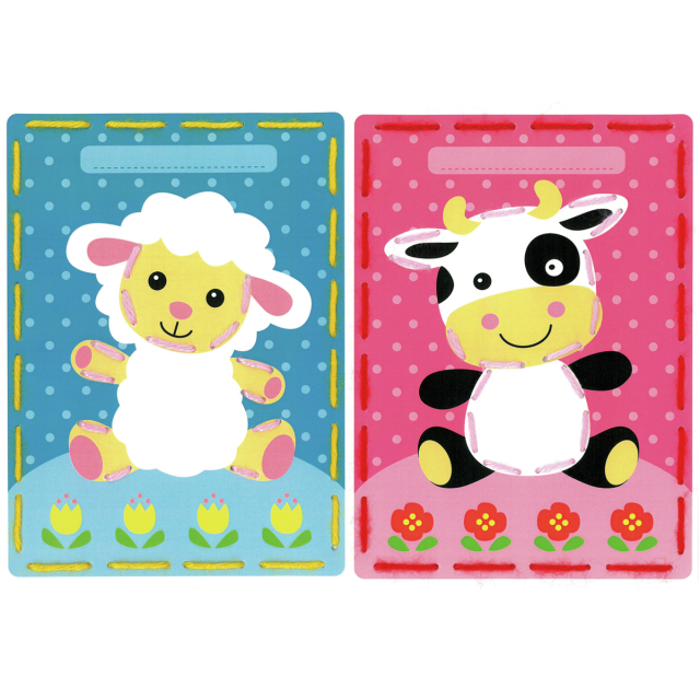 Buy Vervaco Lamb and Cow Set of 2 Children's Embroidery Card Kit by World of Jewellery