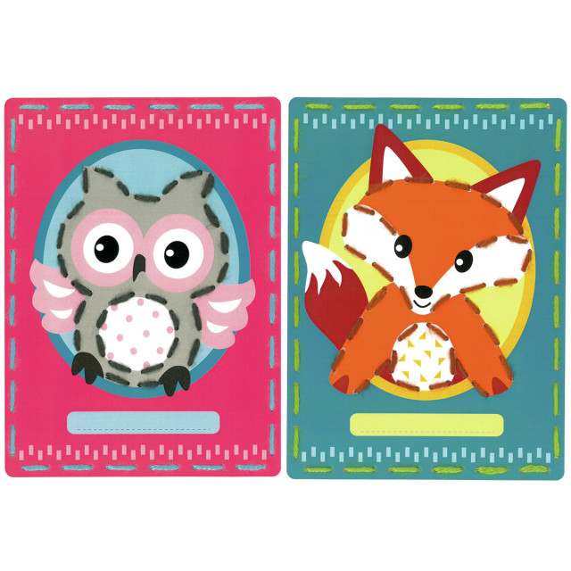 Buy Vervaco Owl and Fox Set of 2 Children's Embroidery Card Kit by World of Jewellery