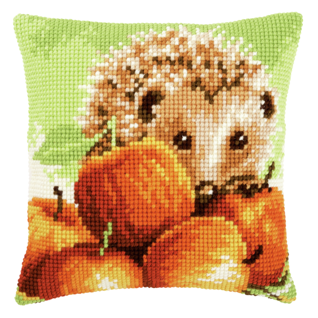 Buy Vervaco Hedgehog with Apples Cushion Cross Stitch Kit by World of Jewellery