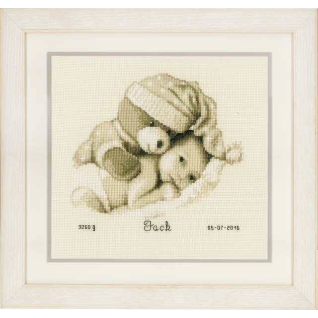 Buy Vervaco Birth Record Baby & Teddy Cross Stitch Kit by World of Jewellery