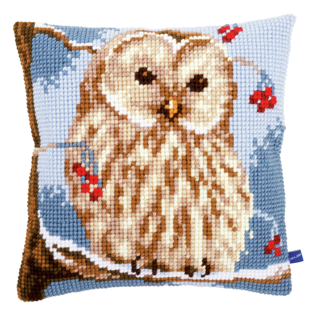 Buy Vervaco Winter Owl Cushion Cross Stitch Kit by World of Jewellery