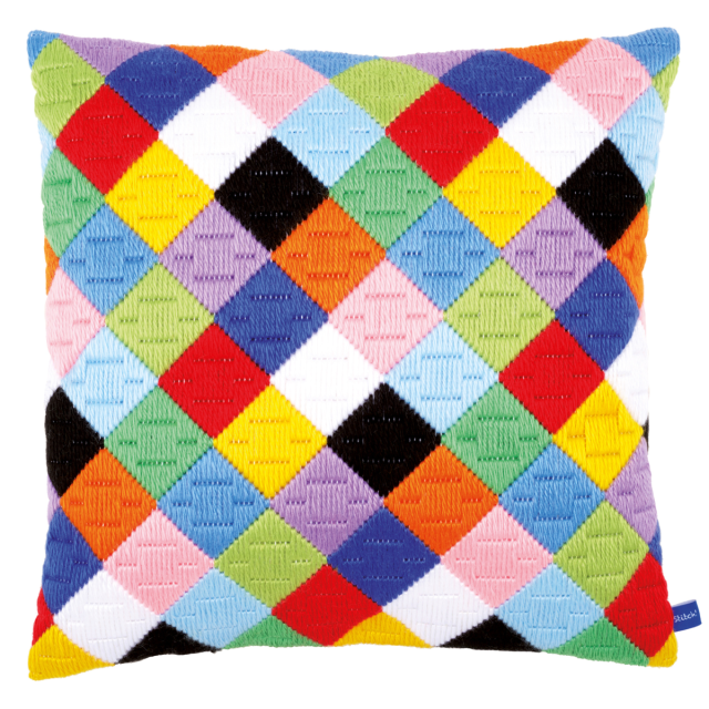 Buy Vervaco Colourful Diamonds Cushion Long Stitch Kit by World of Jewellery