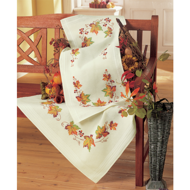 Buy Vervaco Autumn Leaves Tablecloth Embroidery Kit by World of Jewellery