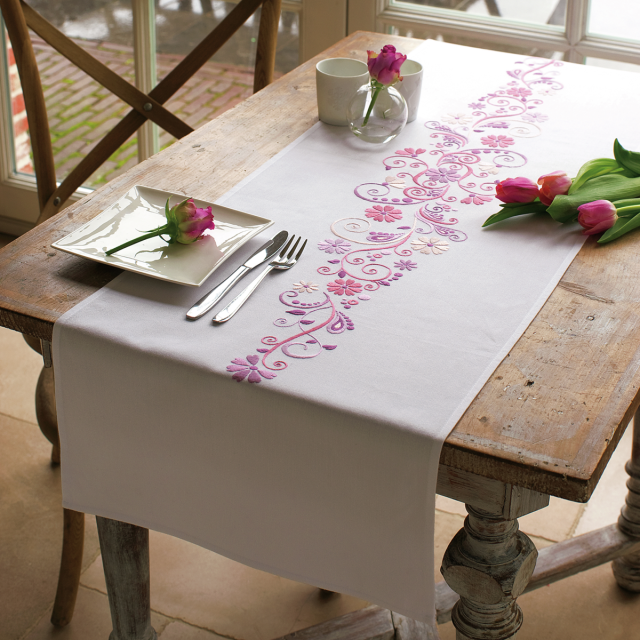 Buy Vervaco Swirls & Flowers Table Runner Embroidery Kit by World of Jewellery