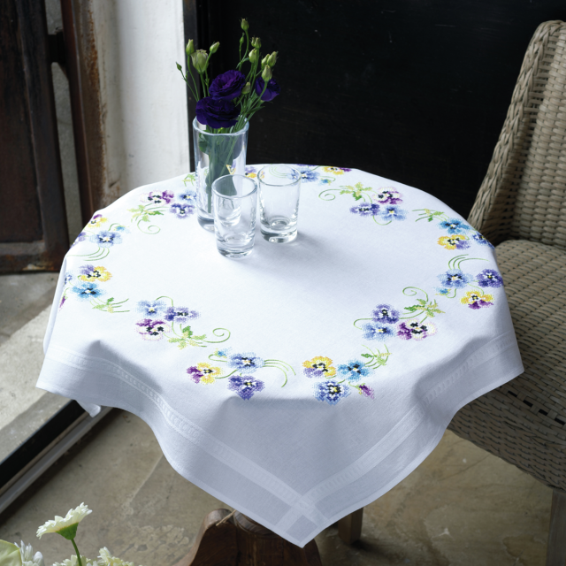 Buy Vervaco Pretty Pansies Tablecloth Embroidery Kit by World of Jewellery