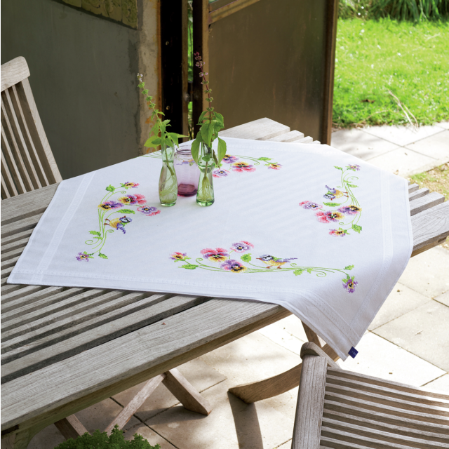 Buy Vervaco Birds & Pansies Tablecloth Embroidery Kit by World of Jewellery