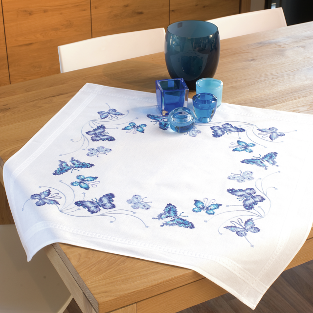 Buy Vervaco Blue Butterflies Tablecloth Embroidery Kit by World of Jewellery