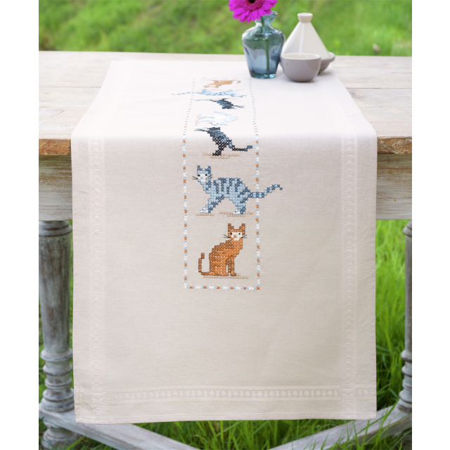Buy Vervaco Cats Table Runner Embroidery Kit by World of Jewellery