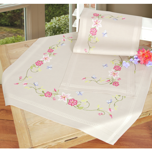Buy Vervaco Flowers & Butterflies Table Runner Embroidery Kit by World of Jewellery